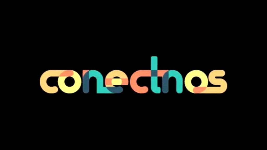 Logo do videocast da Satc apresenta a marca Conectnos com mix de cores